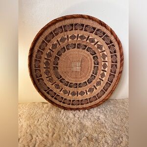 African Tonga Binga Grass Woven Basket Zimbabwe 17” Handmade